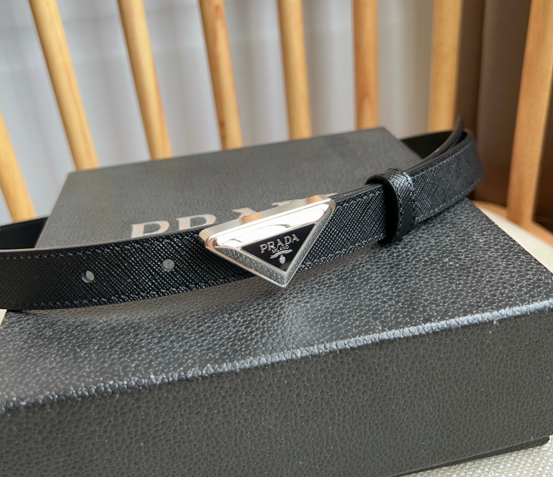 PRADA 25S BELT 20 MM IN BLACK CALFSKIN 571377