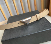 PRADA 25S BELT 20 MM IN BEIGE BROWN CALFSKIN 571383