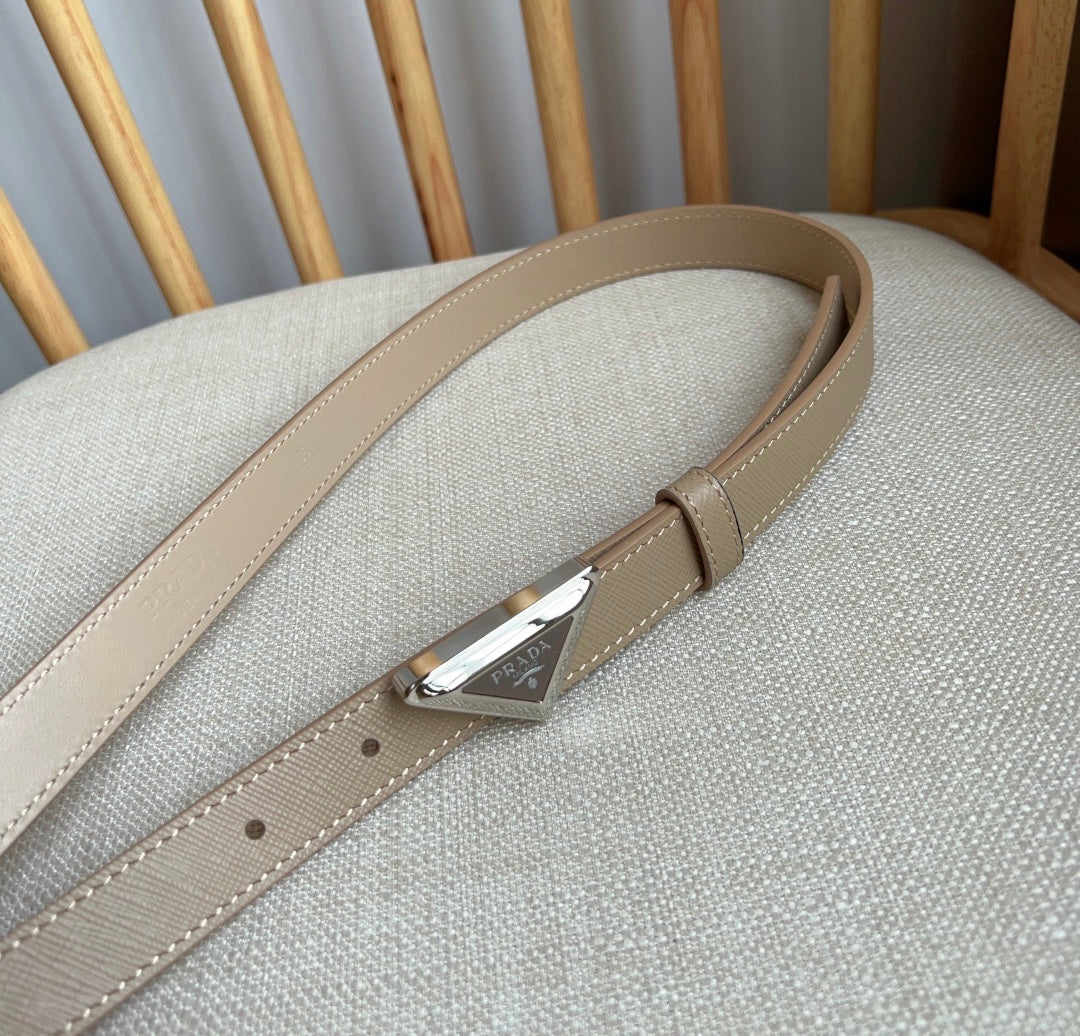 PRADA 25S BELT 20 MM IN BEIGE BROWN CALFSKIN 571383