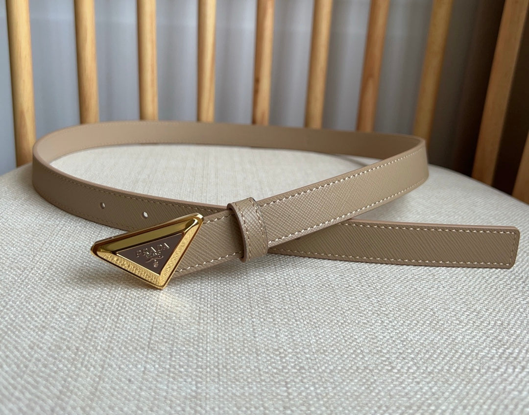 PRADA 25S BELT 20 MM IN BEIGE BROWN CALFSKIN 571384