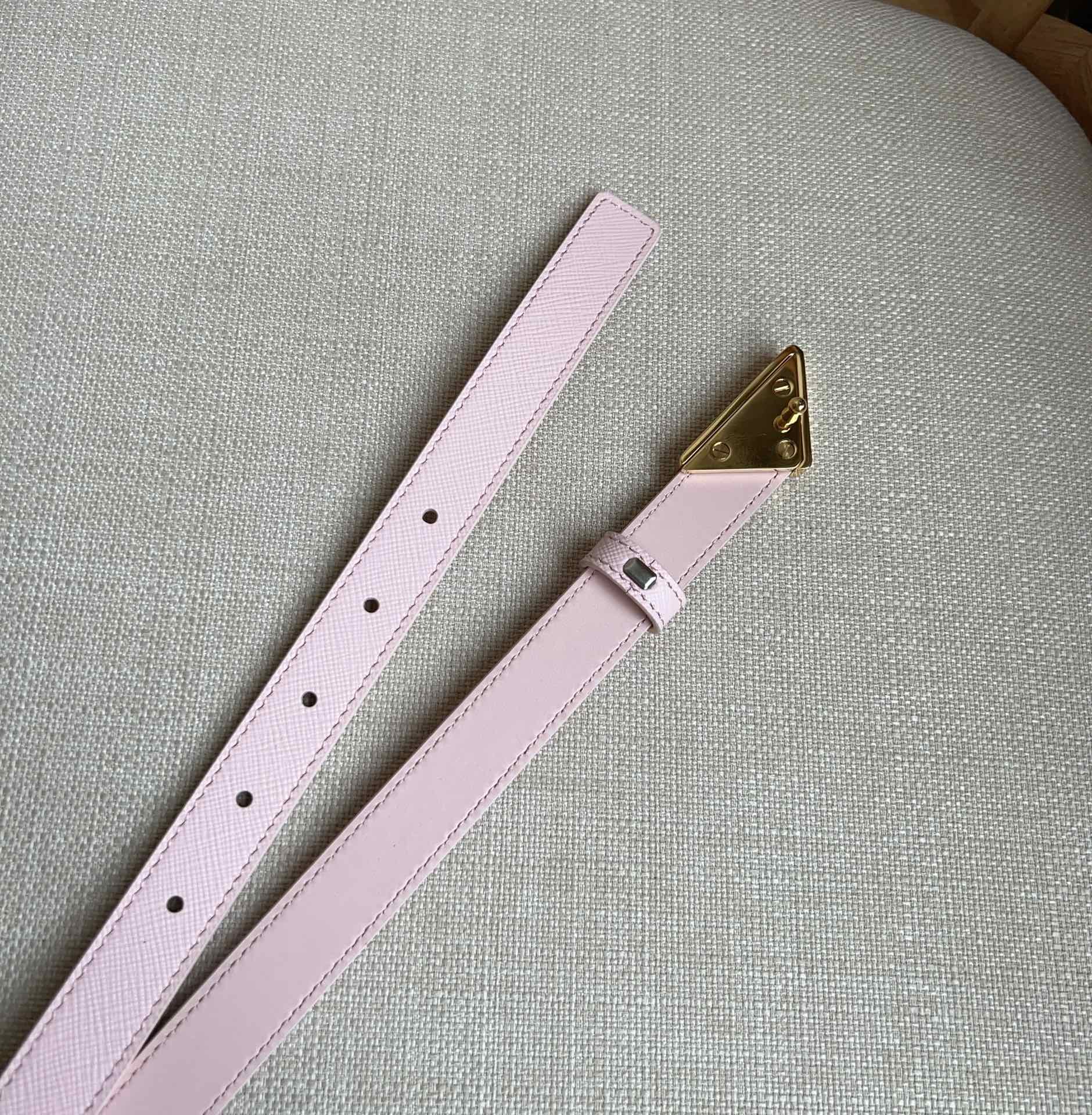 PRADA 25S BELT 20 MM IN LIGHT PINK CALFSKIN 571387