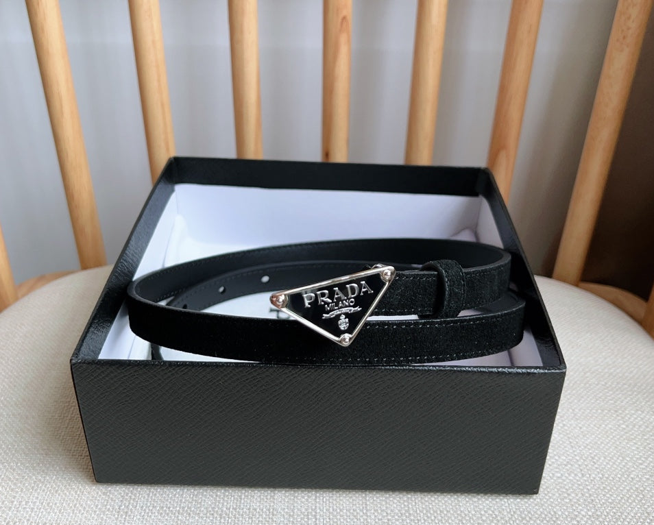 PRADA 25S BELT 15 MM IN BLACK SUEDE 541734