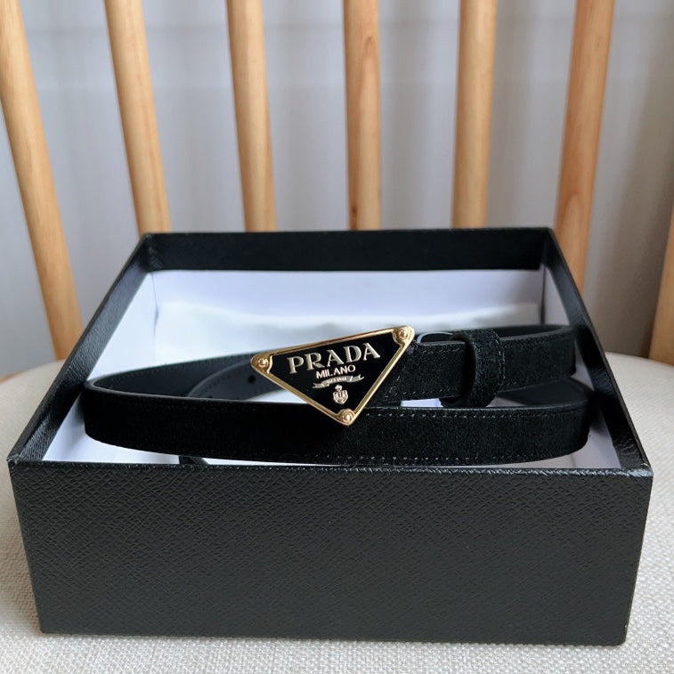 PRADA 25S BELT 15 MM IN BLACK SUEDE 541735