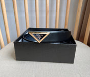 PRADA 25S BELT 33 MM IN BLACK CALFSKIN 551858