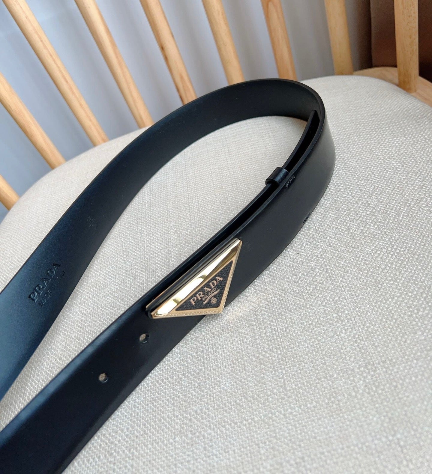 PRADA 25S BELT 33 MM IN BLACK CALFSKIN 551858