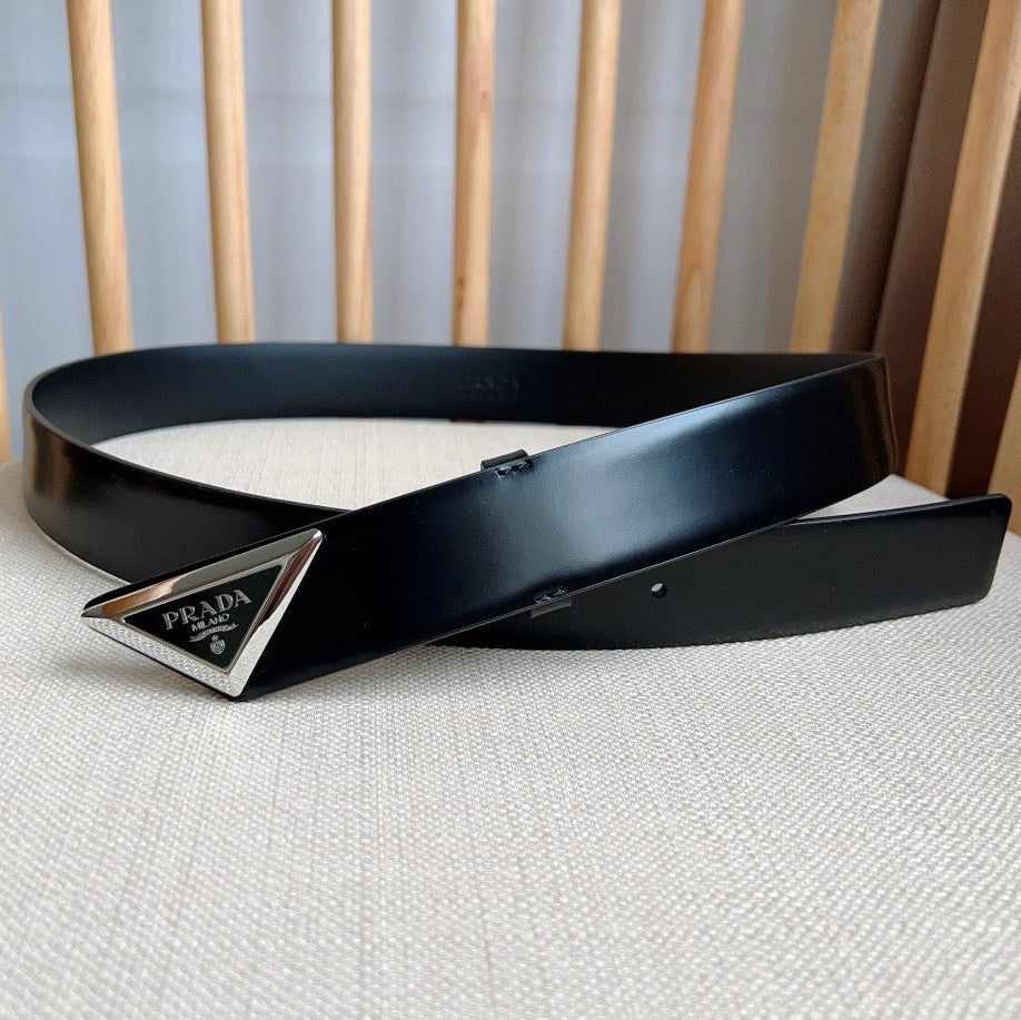 PRADA 25S BELT 33 MM IN BLACK CALFSKIN 551859