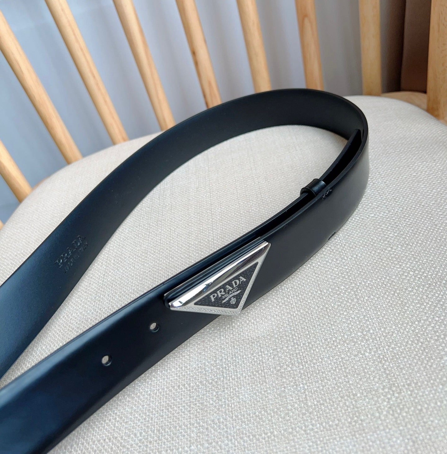 PRADA 25S BELT 33 MM IN BLACK CALFSKIN 551859