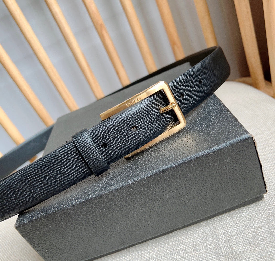 PRADA 25S BELT 30 MM IN BLACK CALFSKIN 580045