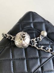 CC SMALL 20 FLAP BAG IN BLACK CALFSKIN