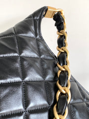 CHANEL 25S HOBO BAG 32 CM IN BLACK LAMBSKIN WITH GOLD HARDWARE