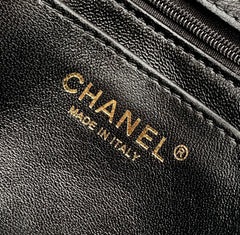 CC MINI 20 FLAP BAG IN BLACK CALFSKIN