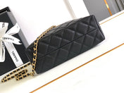 CC MINI 19 CLUTCH WITH STRAP IN BLACK CALFSKIN