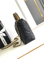 CC MINI 19 CLUTCH WITH STRAP IN BLACK CALFSKIN
