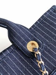 CHANEL 25S TOTE BAG 32 CM IN NAVY BLUE CANVAS