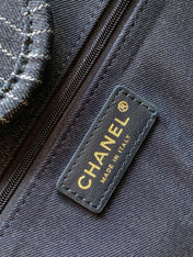 CHANEL 25S TOTE BAG 38 CM IN NAVY BLUE CANVAS