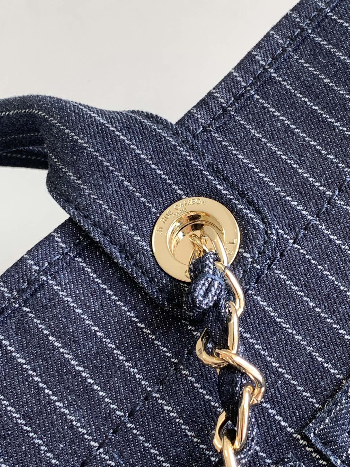 CHANEL 25S TOTE BAG 38 CM IN NAVY BLUE CANVAS