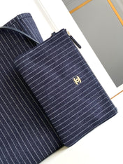 CHANEL 25S TOTE BAG 38 CM IN NAVY BLUE CANVAS