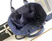 CHANEL 25S TOTE BAG 38 CM IN NAVY BLUE CANVAS