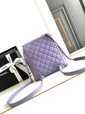 CHANEL 25S BACKPACK 17.5 CM IN PURPLE LAMBSKIN