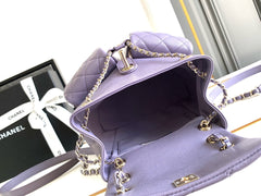 CHANEL 25S BACKPACK 17.5 CM IN PURPLE LAMBSKIN
