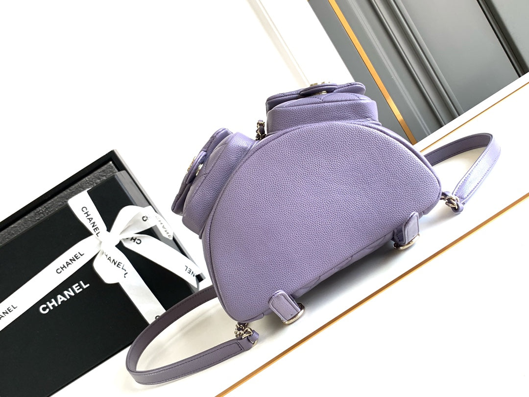 CHANEL 25S BACKPACK 21 CM IN PURPLE LAMBSKIN