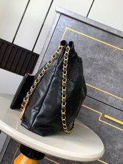 CHANEL BAG 25S 37 CM IN BLACK LAMBSKIN WITH GOLD HARDWARE