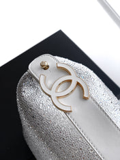 CHANEL 25S SHOPPING BAG 18 CM IN SILVER RHINESTONE-STUDDED