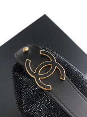 CHANEL 25S SHOPPING BAG 18 CM IN BLACK RHINESTONE-STUDDED