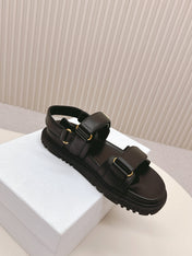 DIOR BACK-STRAP SANDALS 25S IN BLACK CALFSKIN WITH GOLD HARDWARE