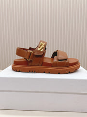 DIOR BACK-STRAP SANDALS 25S IN BRICK BROWN CALFSKIN WITH SILVER HARDWARE