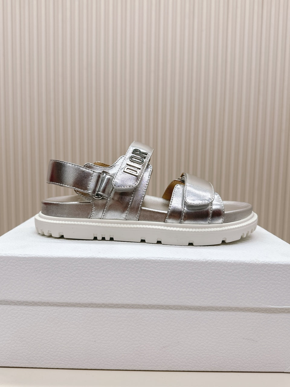 DIOR BACK-STRAP SANDALS 25S IN SILVER CALFSKIN WITH SILVER HARDWARE