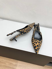 CHERISH SLINGBACK PUMPS 35 IN LEOPARD GROSGRAIN