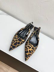 CHERISH SLINGBACK PUMPS 35 IN LEOPARD GROSGRAIN