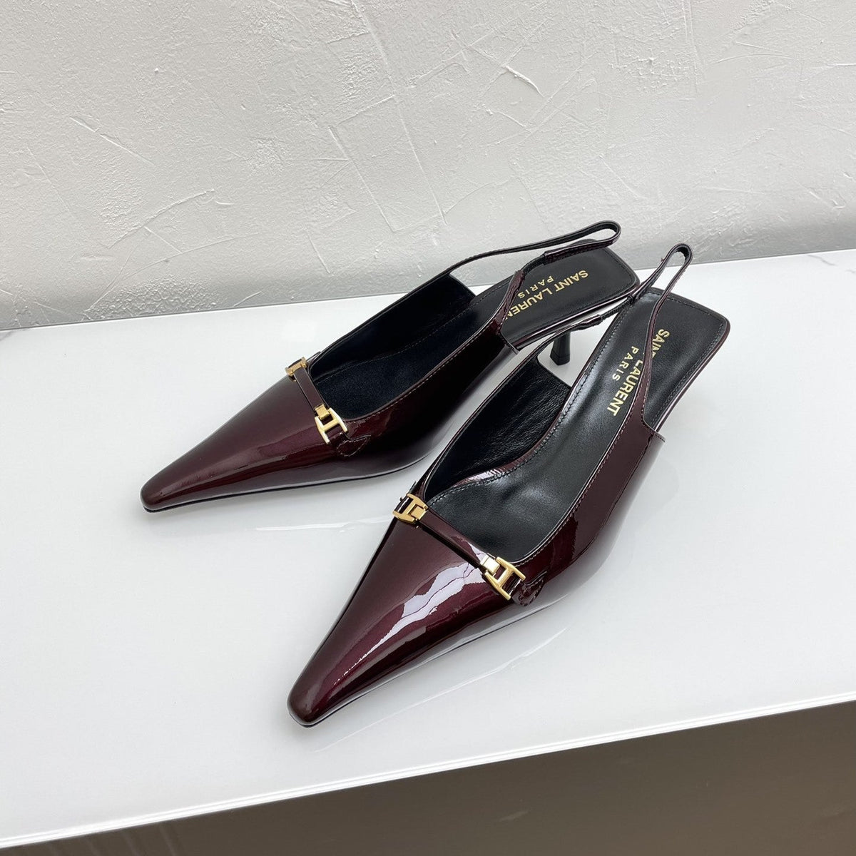 CARINE SLINGBACK PUMPS 45 IN PATENT MAROON LEATHER
