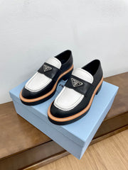 PRA CHOCOLATE LOAFERS BLACK AND WHITE CALFSKIN