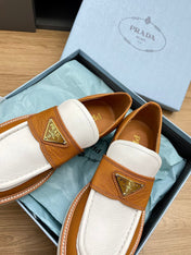 PRA CHOCOLATE LOAFERS WHITE AND BRONZE CALFSKIN