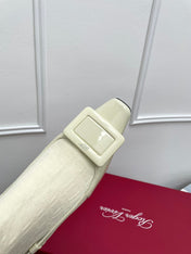 BELLE VIVIER SOCK LACQUERED BUCKLE ANKLE BOOTS IN OFF WHITE CALFSKIN AND TECHNICAL FABRIC