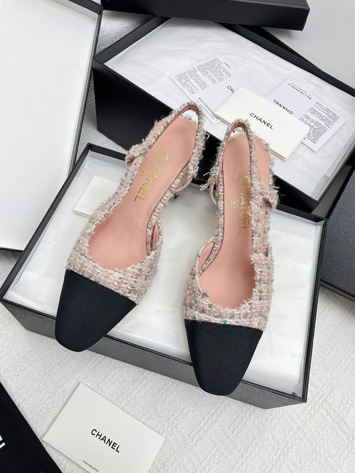 CC SLINGBACK 25S 65 MM IN LIGHT PINK TWEED