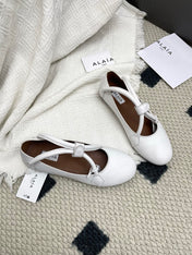 ALAIA 26S BALLET TECKEL IN WHITE CALFSKIN