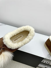 MIUMIU 26S ANKLE SHEARLING BOOTS IN DARK BROWN SUEDE