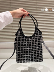 CRYSTAL TOTE 24 BAG IN BLACK CALFSKIN