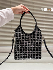CRYSTAL TOTE 24 BAG IN BLACK CALFSKIN