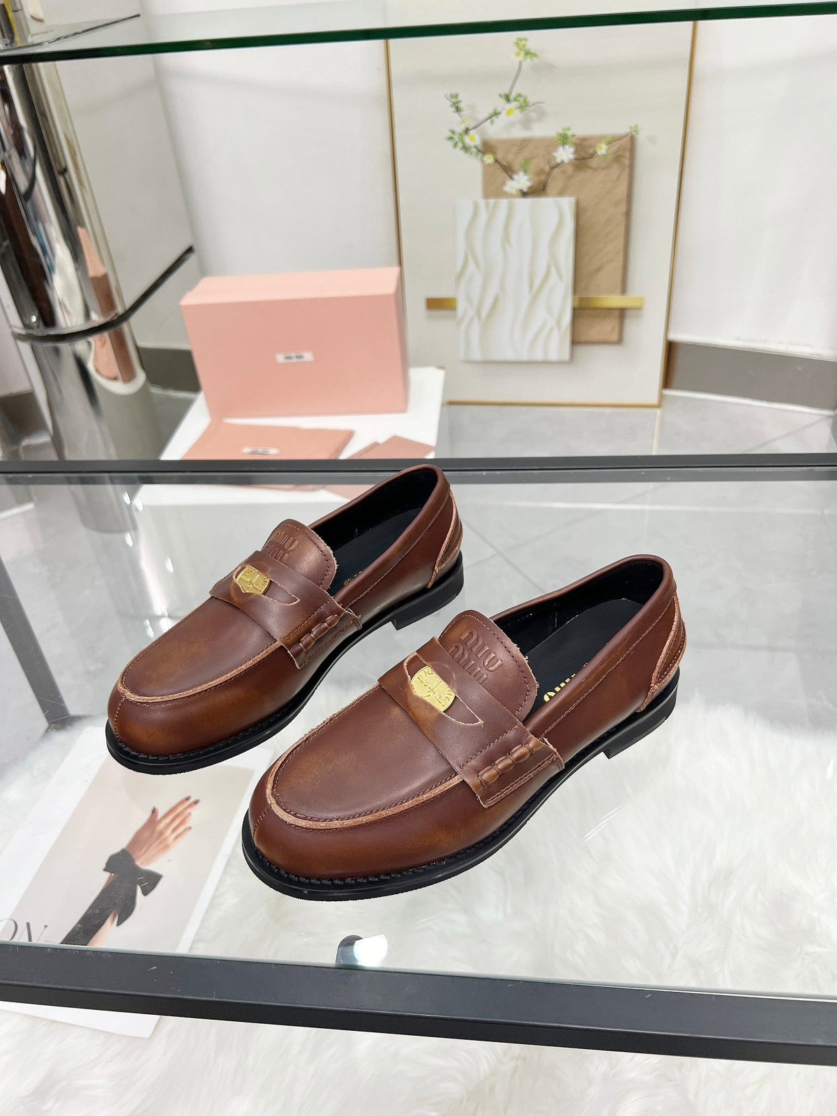 PENNY LOAFERS IN BROWN BLENDED CALFSKIN