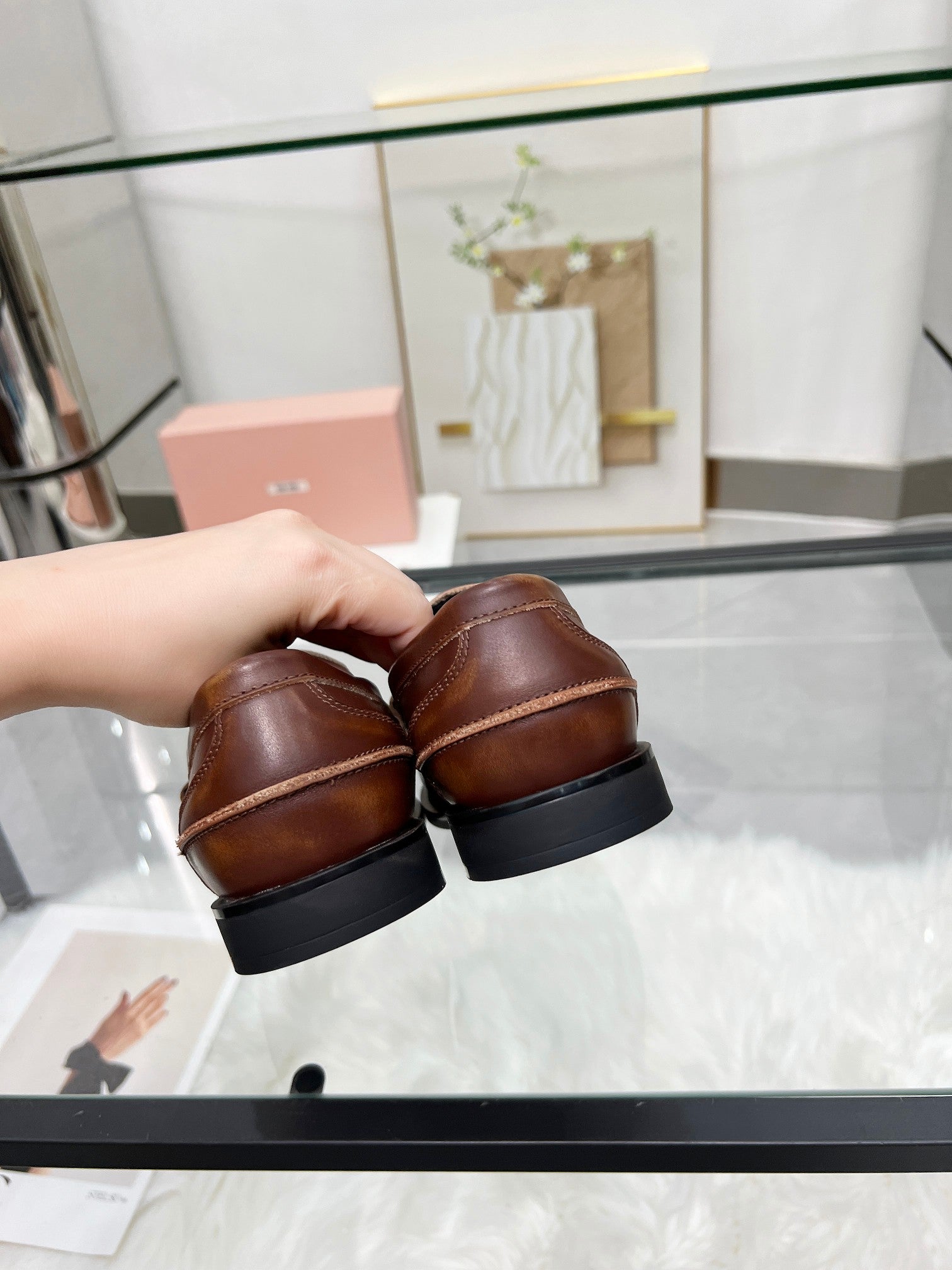 PENNY LOAFERS IN BROWN BLENDED CALFSKIN