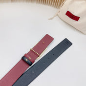 Vlogo Buckle Water Wave Gold Copper Glossy Wine Black Leather 40mm