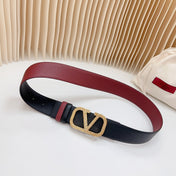 Vlogo Buckle Water Wave Gold Copper Glossy Wine Black Leather 40mm