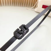VL Belt 8mm Buckle Black Diamond Leather Black