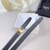 CL MEDIUM 25MM REVERSIBLE FRAMED TRIOMPHE BELT BLACK CALFSKIN LIGHT GOLD HARDWARE