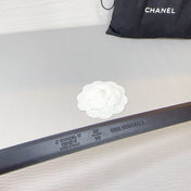 CC BELT 20 MM IN BLACK SMOOTH CALFSKIN GOLD HARDWARE ATTACH RHINSTONE