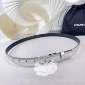 CC BELT 20 MM IN SILVER SMOOTH CALFSKIN SILVER HARDWARE ATTACH RHINSTONE